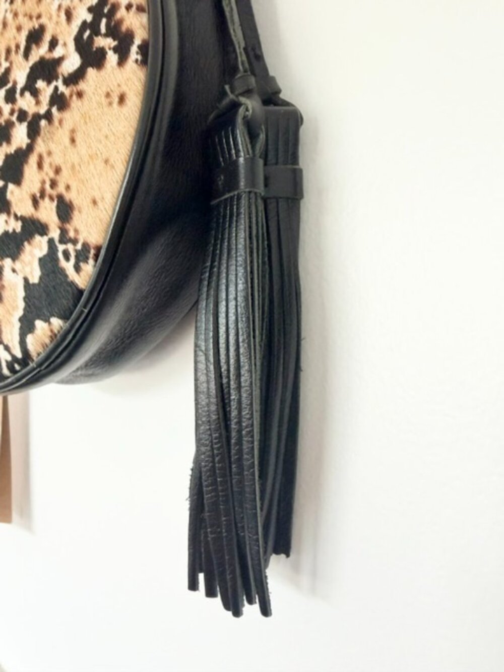 Patricia Nash Tan and Black Round Crossbody Bag with Tassel - Picture 4 of 7